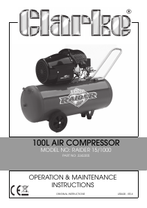 Manual Clarke Raider 15/1000 Compressor