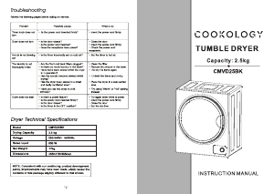 Handleiding Cookology CMVD25BK Wasdroger