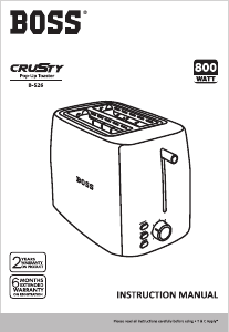 Manual Boss B526 Crusty Toaster