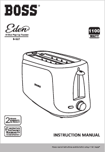 Manual Boss B527-FS Eden Toaster