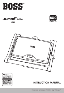Manual Boss B513 Jumbo Contact Grill