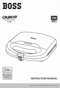 Manual Boss B538 Crunchy Contact Grill