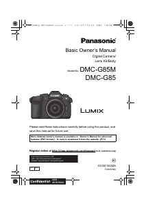 Manual Panasonic DMC-G85 Lumix Digital Camera