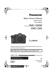Manual Panasonic DMC-G85M Lumix Digital Camera
