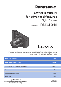 Manual Panasonic DMC-LX10 Lumix Digital Camera