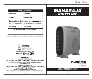 Manual Maharaja Whiteline Flare Evo Heater