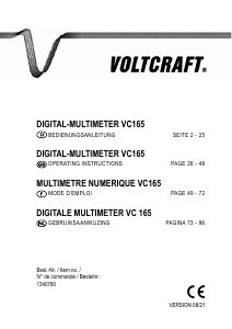 Manual Voltcraft VC165 Multimeter