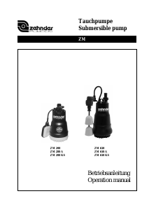 Bedienungsanleitung Zehnder ZM 650 KS Wasserpumpe