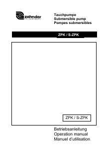 Bedienungsanleitung Zehnder ZPK 35 Wasserpumpe