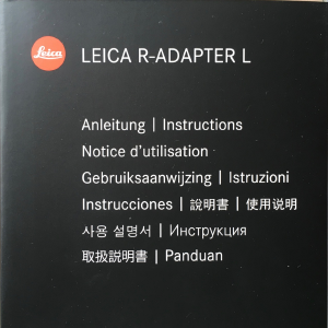 Mode d’emploi Leica R-ADAPTER L Adaptateur d'objectif