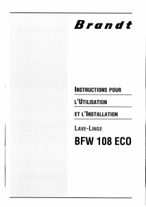 Mode d’emploi Brandt BFW108ECO Lave-linge