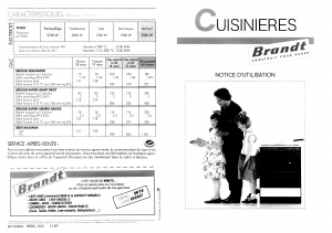 Mode d’emploi Brandt K512N Cuisinière