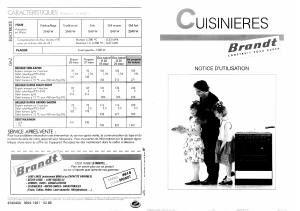 Mode d’emploi Brandt K5026B Cuisinière