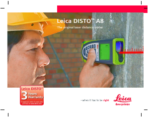 Priročnik Leica Disto A8 Laserski merilnik razdalje