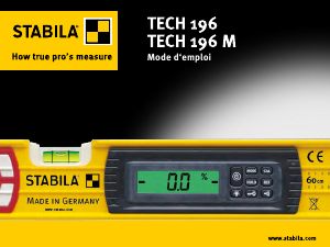 Mode d’emploi Stabila Tech 196 M Niveau à bulle
