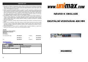 Manuál Uni-Max 30248002 Vodováha