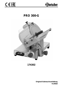 Handleiding Bartscher PRO 300-G Snijmachine