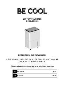 Handleiding Be Cool BC20LEF2301 Luchtontvochtiger