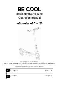 Handleiding Be Cool eSC-Hi20 Elektrische step