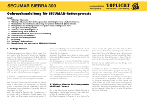 Bedienungsanleitung Secumar Sierra 300 Rettungsweste