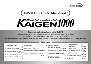 Manual Banax Kaigen 1000 Fishing Reel