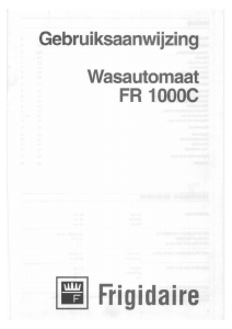 Handleiding Frigidaire FR 1000C Wasmachine