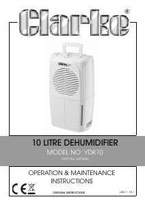 Manual Clarke YDK 10 Dehumidifier