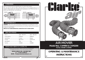 Handleiding Clarke CAM 900 Ventilator