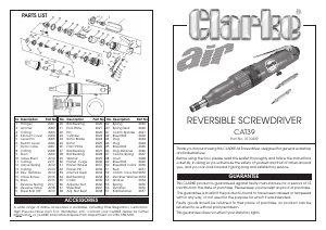 Manual Clarke CAT 39 Screw Driver