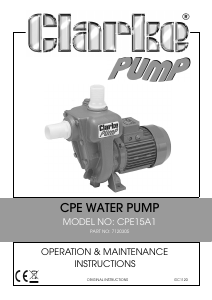 Manual Clarke CPE 15A1 Water Pump