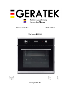 Bedienungsanleitung Geratek Umberto EB9200 Backofen