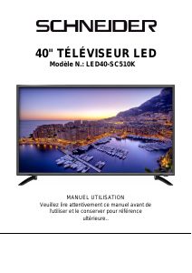Mode d’emploi Schneider LED40-SC510K Téléviseur LED