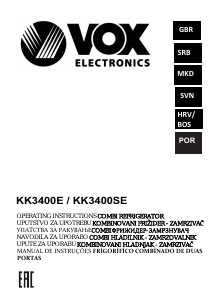 Handleiding Vox KK3400SE Koel-vries combinatie