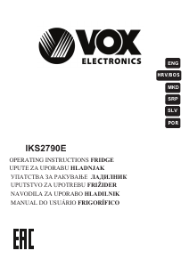 Priročnik Vox IKS2790E Hladilnik in zamrzovalnik
