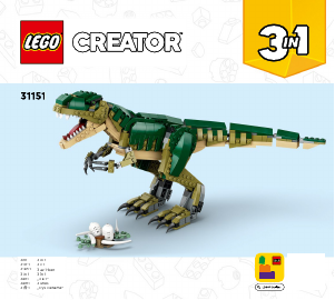 Handleiding Lego set 31151 Creator T. rex