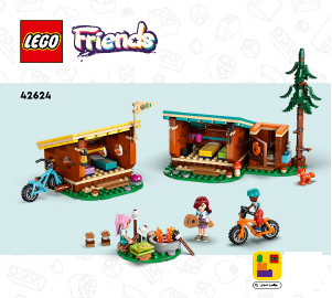 Vadovas Lego set 42624 Friends Jaukūs stovyklos nameliai