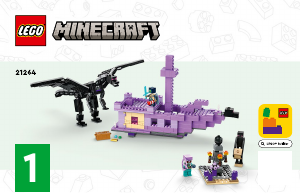 Rokasgrāmata Lego set 21264 Minecraft Ender pūķis un End kuģis