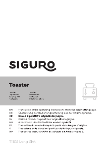 Manual Siguro TO-T11SS-1LS Toaster