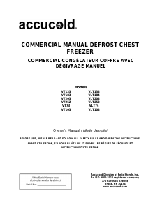Manual Accucold VT133 Freezer