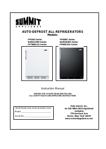 Manual Summit FF708BL7SSADA Refrigerator
