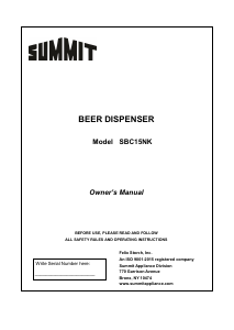 Manual Summit SBC15WK Tap System