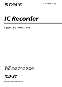 Handleiding Sony ICD-S7 Audiorecorder