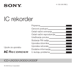 Priručnik Sony ICD-UX300 Audiosnimač