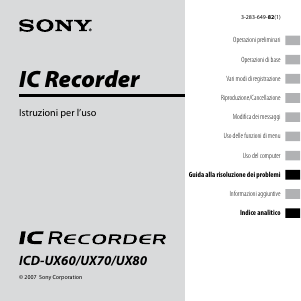 Manuale Sony ICD-UX70 Registratore vocale