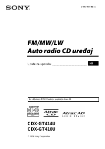 Priručnik Sony CDX-GT414U Radioprijamnik za automobil