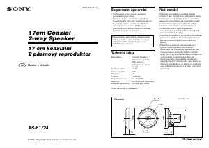 Návod Sony XS-F1724 Reproduktor do auta