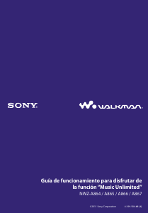 Manual de uso Sony NWZ-A864 Walkman Reproductor de Mp3