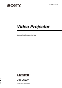 Manual de uso Sony VPL-BW7 Proyector