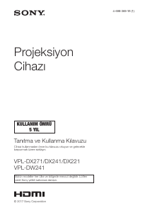Kullanım kılavuzu Sony VPL-DX221 Projektör