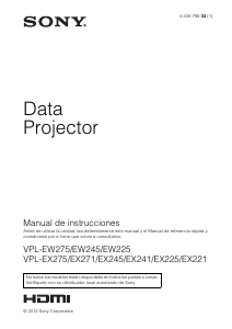 Manual de uso Sony VPL-EW225 Proyector